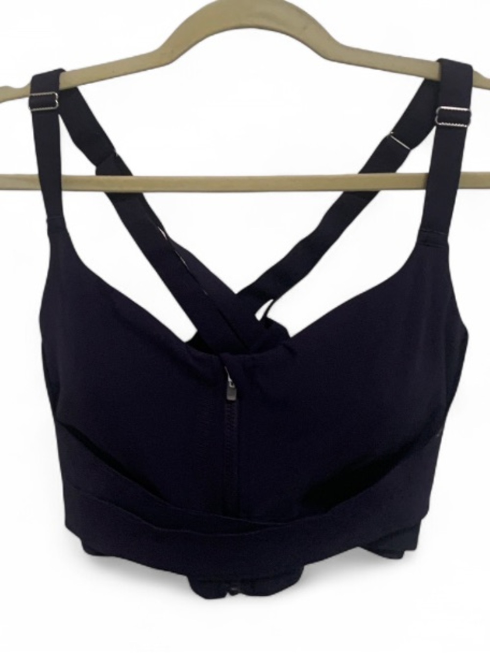 Halara Zip Up Side Straps Dark Blue Sports Bra